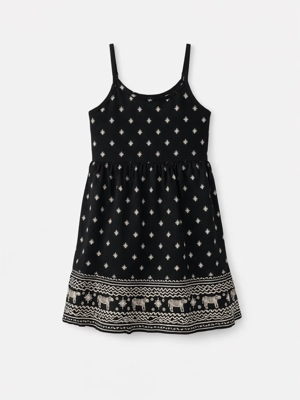 Old Navy Black & White Boho Printed Dress Girls Size 8